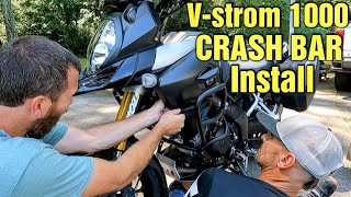 Installing Givi Crash Bars On A Vstrom 1000  Getting Timmys Bike Ready For Off Road [upl. by Einafats]