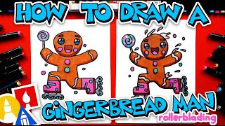 How To Draw Gingerbread Man Rollerblading [upl. by Rossner]