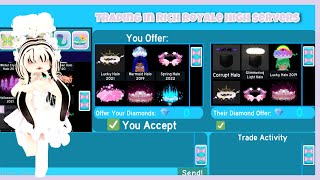 Trading in rich royale high servers  getting lots of halos Royale High Roblox [upl. by Matthia]