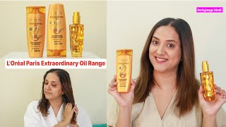 My Haircare Routine with the LOréal Paris Extraordinary Oil Range  Perkymegs Hindi [upl. by Fredette]