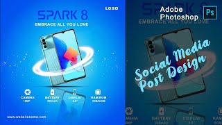 Simple Digital Marketing Social Media Post Design  Adobe Photoshop Tutorial [upl. by Nydia]