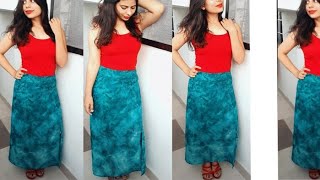 How to Make a line skirt from old saree full tutorial  Saree DIY  Hindi  Indori Chhori [upl. by Nojed229]