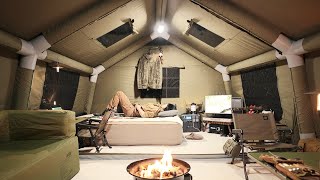 Luxury Suite 2Room Inflatable Tent Camping with Land Rover DEFENDER [upl. by Hsihsa]