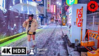 Tokyo Heavy Snow Night Walk in Shinjuku amp Shibuya  4K HDR Spatial Audio [upl. by Inalaek458]