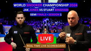 Jak Jones Vs Stuart Bingham LIVE Score UPDATE 2024 World Snooker Championship Semi Finals Session 1 [upl. by Pine]