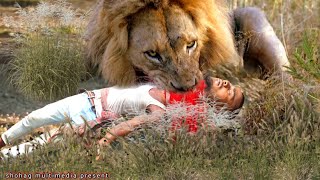 Lion Attack Man in Forest  Lion Attack Hunter  Lion Attack Stories Part12 [upl. by Aehs]