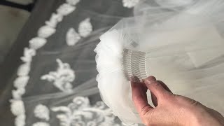 How to Make a Bridal Cathedral Drop Shaped Veil with Lace Trim [upl. by Muriel]