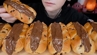 ASMR Nutella Chocolate Chip Brioche Bread Dessert Mukbang  Eating Sounds [upl. by Asik514]