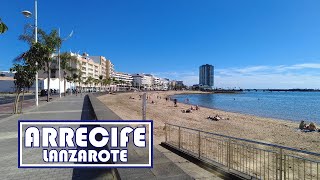 Lanzarote  Arrecife The Capital ► Promenade Beach Marina amp Walking Tour ► In 4k [upl. by Keviv]