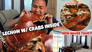 Lechon with Crabs Inside  New House Tour [upl. by Nnarefinnej]