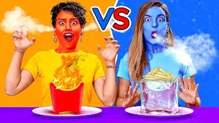 MAKAN MAKANAN PANAS vs DINGIN SELAMA 24 JAM Yang TERAKHIR Makan Menang DIY Prank 123GO CHALLENGE [upl. by Mcgregor120]