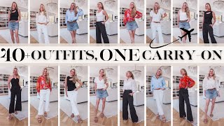 More Than 40 Outfits… Using ONLY 14 Pieces Summer Packing Pack in Carry On Travel Wardrobe [upl. by Leggett]