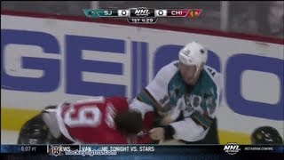 Joe Thornton vs Jonathan Toews Feb 15 2013 [upl. by Halla908]