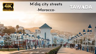 TawadaWalk  Walking in Mdiq city centre streets  Morocco  4K UHD VIDEO [upl. by Ibby736]