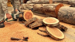 Professional And Creative Woodworking  Create A Unique Table From Wood Slices Of Large Tree Trunks [upl. by Rosenwald]