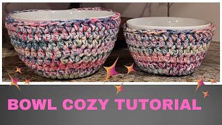 Crochet Bowl Cozy Tutorial [upl. by Euqnimod828]