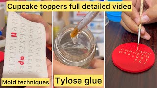 Cupcake toppers  tylose glue  mini alphabet mold techniques  life saving video allinone art [upl. by Ellives]