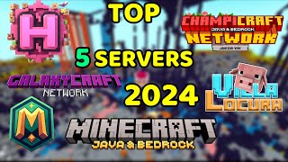 🔔 TOP 5 mejores SERVIDORES para Minecraft 121  Java y Bedrock 2024 AÑO NUEVO ✅ [upl. by Mareld]