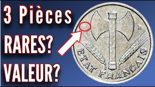 LA VALEUR des 3 Pièces RARES type FRANCISQUE de 1943 B [upl. by Hailed]