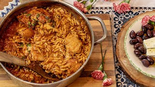 Greek Chicken amp Orzo Youvetsi in One Pan [upl. by Ellezig]