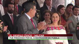 Canal13Puebla 🇲🇽 El Gobernador de Puebla Sergio Salomón Céspedes encabezó el desfile [upl. by Vivien422]