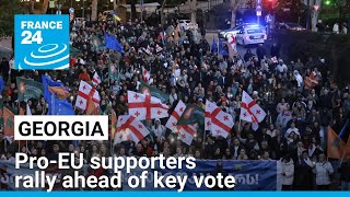 Tens of thousands of proEU supporters rally in Georgia ahead of key vote • FRANCE 24 English [upl. by Kumler]