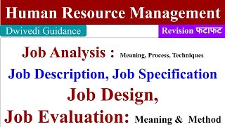 Job Analysis Job Description Job Specification Job Design Job Evaluation Human Resource HR [upl. by Corin]