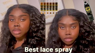 BEST AND CHEAPEST LACE SPRAY EBIN BLACK LACE BOND SPRAY TEST  GLUELESS INSTALL FT WIGNEE HAIR [upl. by Gleda864]