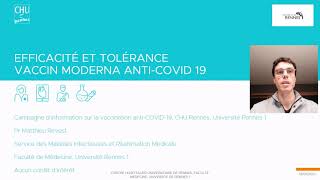 Vaccination antiCOVID19  Efficacité et tolérance du vaccin Moderna antiCOVID19 Pr Matthieu Revest [upl. by Nevart]