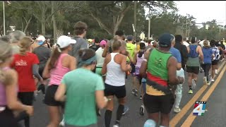 Over 2000 runners hit the pavement for Jacksonville’s oldest marathon [upl. by Harraf492]