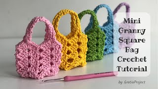 Mini Granny Square Bag Crochet Tutorial [upl. by Pilif633]