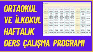 Ortaokul ve İlkokul Haftalık Ders Çalışma Programı [upl. by Attiuqahs]