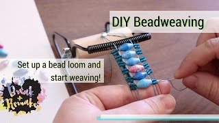 DIY Bead Weaving  how to set up a bead loom and start weaving  upcycled beads [upl. by Ariday]