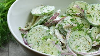 Simple Gurkensalat German Cucumber Salad  By Naughty Food [upl. by Kimmi]