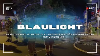 Gebäudebrand in NiederOlm – Großeinsatz für Feuerwehr und Rettungsdienst [upl. by Ahsian]