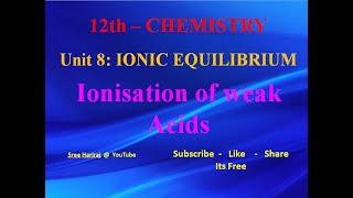 Ionisation of weak Acids  in Tamil  12th Chemistry [upl. by Bagley511]