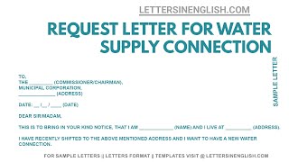 Letter For New Water Supply Connection Format – How To Write Letter For New Water Connection [upl. by Ititrefen711]