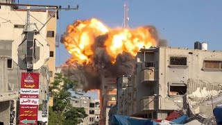 Israeli airstrike destroys building in central Gaza  AFP [upl. by Anauqcaj710]