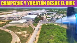 VUELO sobre Campeche y Yucatán aterrizaje en Mérida MID [upl. by Elliott]