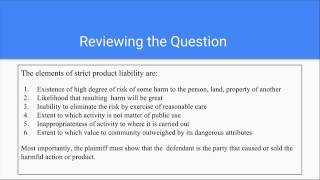 Business Law Strict Liability Tort Question 6 [upl. by Nawek668]