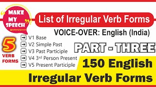 Verb Forms in English v1 v2 v3 v4 v5  PART 3  Voiceover  English India with meaning [upl. by Dun]