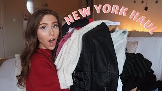 HUGE NEW YORK TRY ON HAUL  BRANDY MELVILLE TOPSHOP GLOSSIER amp MORE [upl. by Demetra]