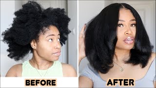 Natural Hair KINKY TO STRAIGHT ROUTINE full bodyone product [upl. by Colan]