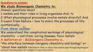 Ver2 1st lect bioinorgang Chemistry 1 10 2025 compressed [upl. by Castara]