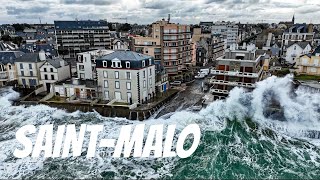 Grandes marées filmé en drone à SaintMalo  Bretagne  France [upl. by Noseaj]