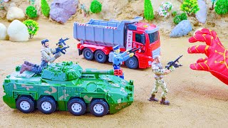 Rescue truck amp excavator from the hand monster in cave  Toy car story  QT Toys Story [upl. by Faustine142]