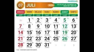 Kalender Juli 2024 dan Hari Libur [upl. by Gipsy]