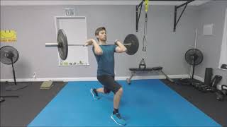 Desplante hacia adelante con Barra adelante  Barbell Front Rack Lunges [upl. by Cord]