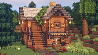 Minecraft  How to Build a Spruce Survival House  Tutorial [upl. by Irok]