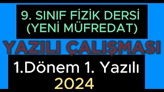 9 Sınıf FİZİK Dersi 1 Dönem 1 Yazılı Çalışması Yeni Müfredat [upl. by Mara301]